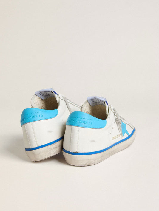 Super-Star LTD Femme – Cuir Blanc & Accents Bleu Clair