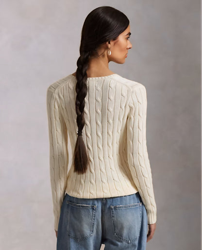 Pull col en V torsadé en coton